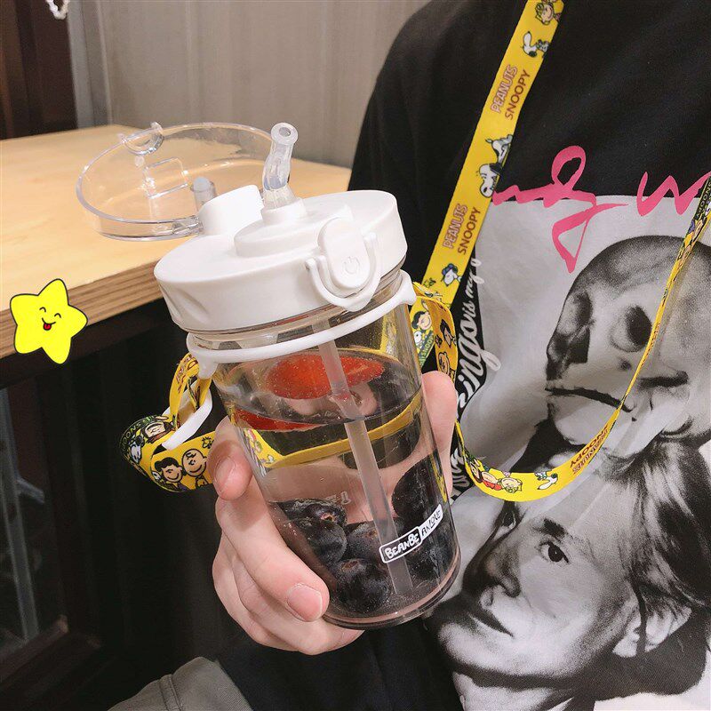 现货速发韩版吸管杯大人夏天水杯简约清新防摔便携塑料杯子创意个