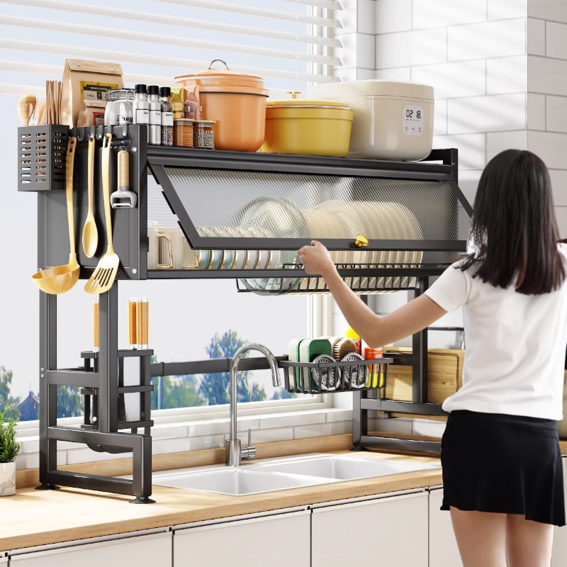速发厨房水槽置物架多功能台面放子碟收纳沥水架碗水池碗洗上控水