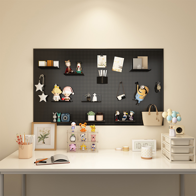 速发洞洞板墙上墙面置物架架舍学习书桌整理收纳隔板架展示挂能宿