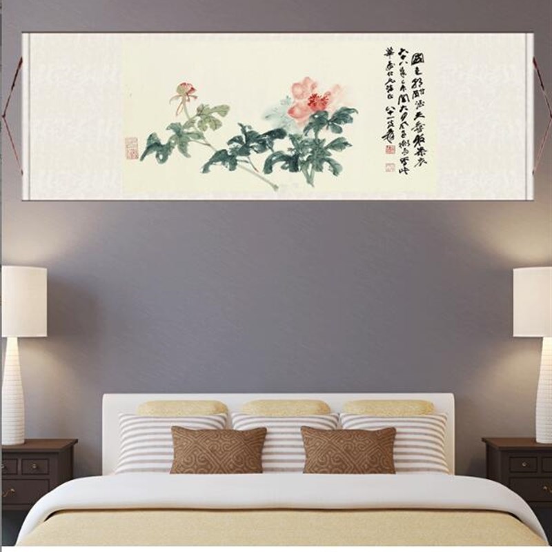 速发国色牡鱼图国画花鸟画丝饰挂画卷轴装绸画牡丹真国色九丹牡丹