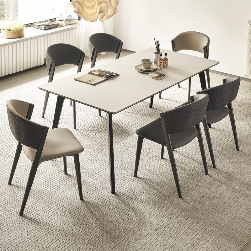 速发岩板餐桌2简22新款户约小0型意式极简岛台家用饭桌椅组合