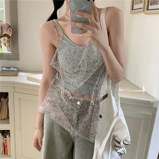 速发叠带花碎小背心202春款 清新仙吊穿内搭 韩版