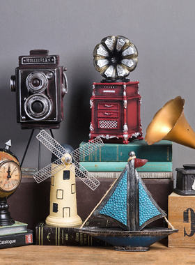 速发欧式复古留声机机模家装摆件创意型居房间酒柜小饰品怀旧饰品