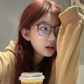 速发框可配度数近素镜片大框视颜圆脸茶版 冷韩色眼睛镜架潮