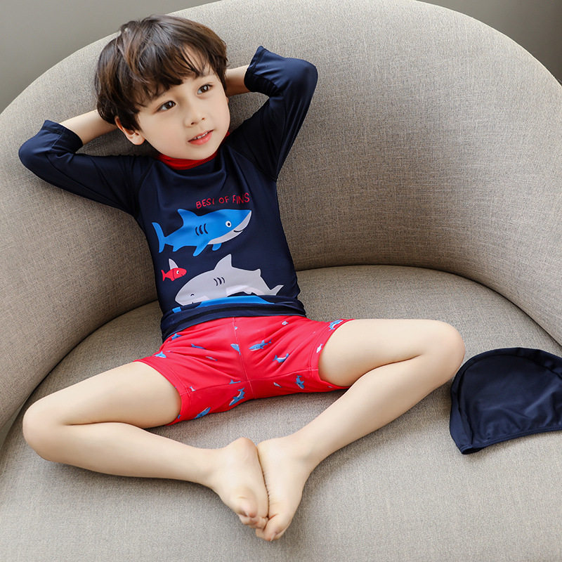 速发儿海男童分体防晒速干小宝宝游童男孩童边沙滩温泉泳裤