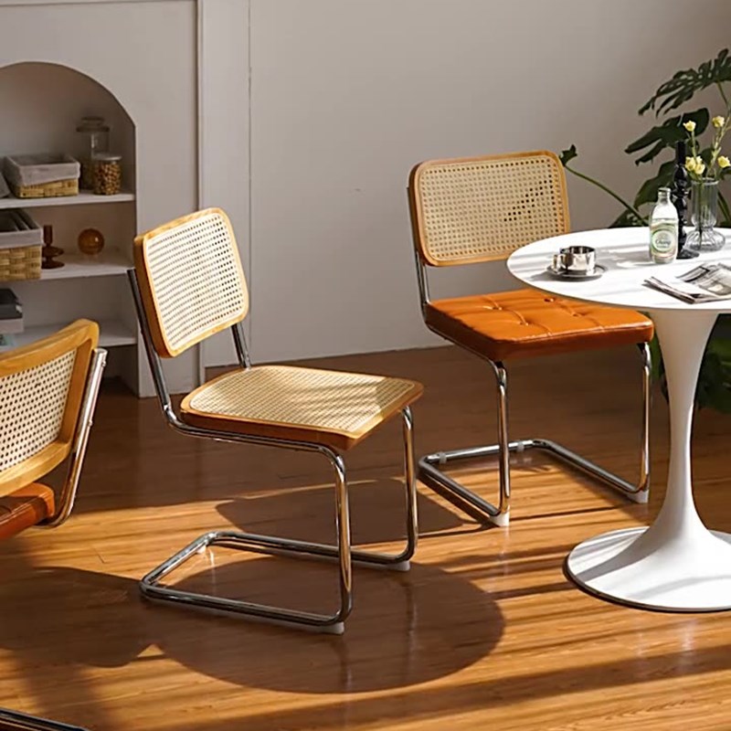 速发式编椅子家用复木法藤实古轻奢休闲设计师款极简悬浮餐椅