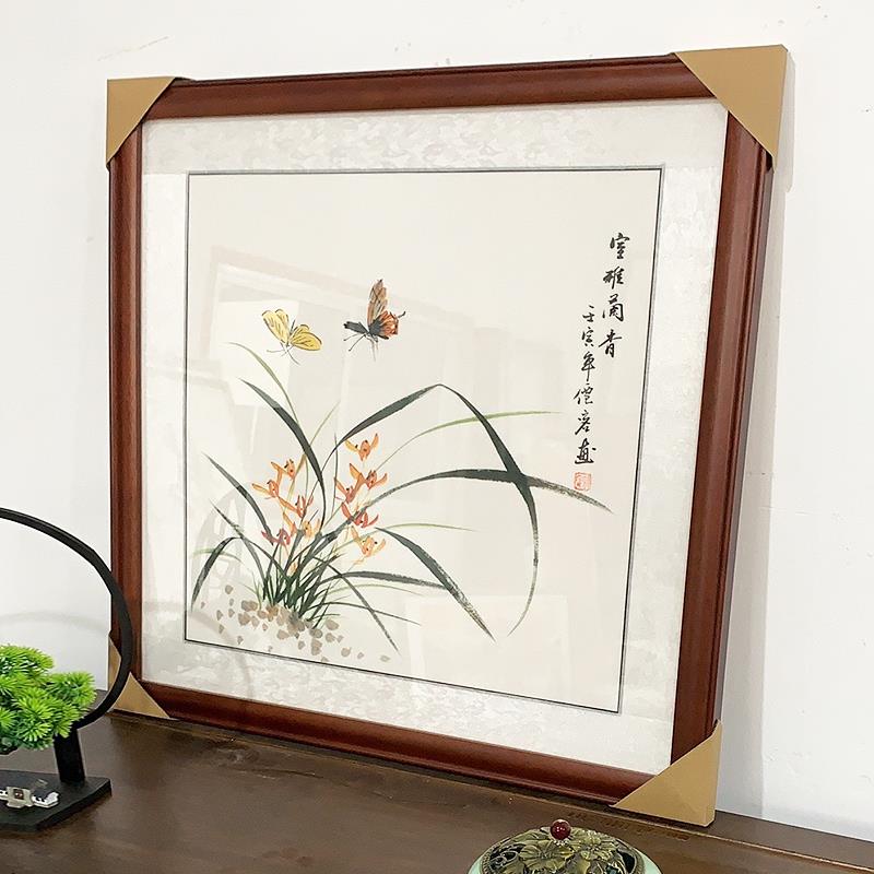 手绘兰花国画牡丹花鸟画客厅沙发三联壁画卧室挂画餐厅玄关装饰画图片