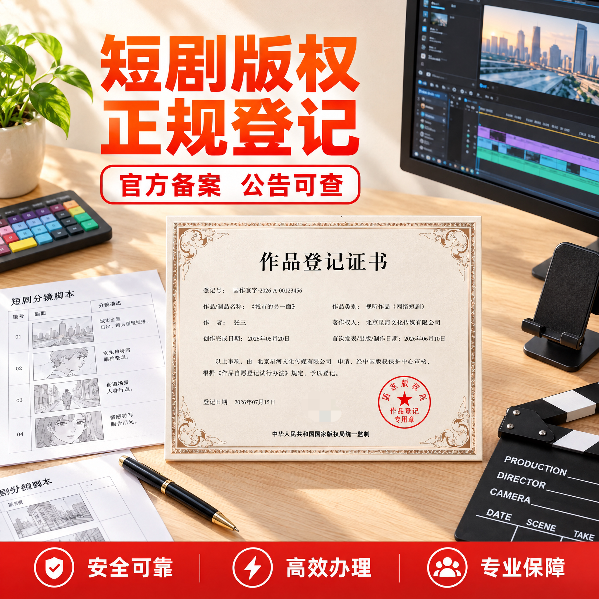 短剧版权登记美术保护加急证书注册知识产权图片申请作品一天国家