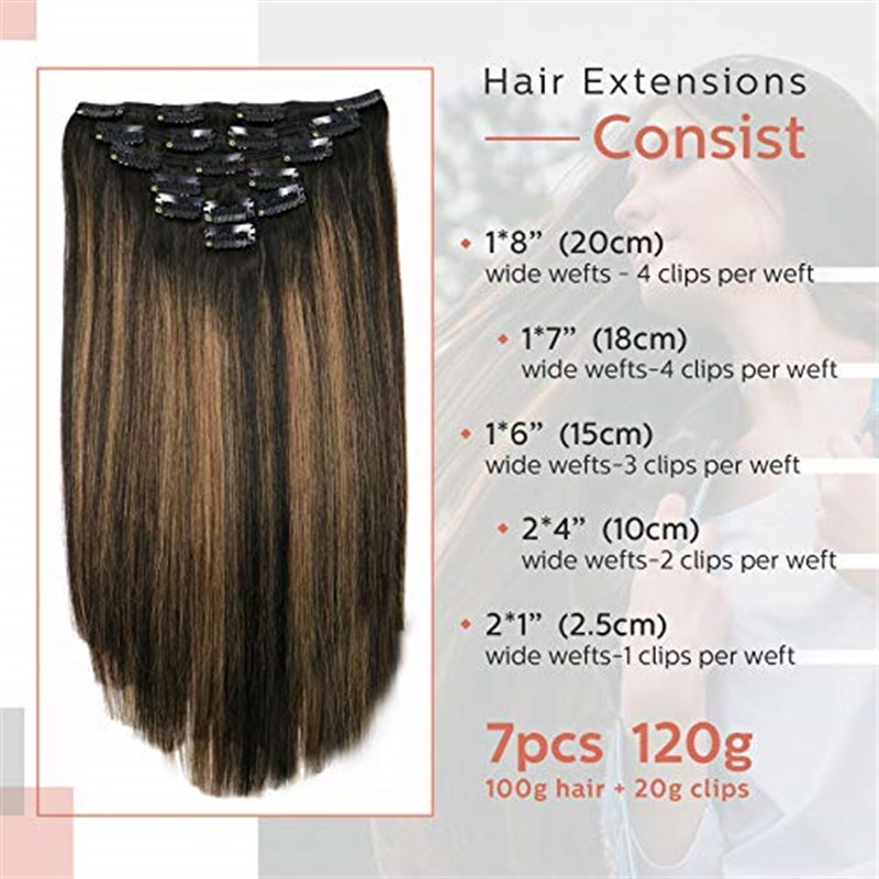 速发Clip In Human Hair Extensions Thicken Double Weft 9A Bra