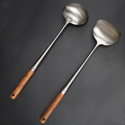 美食作家王刚不锈钢锅铲炒勺304家用厨房厨具花梨柄炒菜炒铲套装