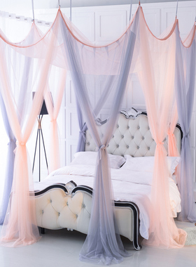 极速灰橙色巴洛克北欧简约八开门宫C廷落地蚊帐三开门1.8m双人家