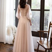 宴会气质主持长款 新品 显瘦2025新款 晚d礼服女胖mm 遮肚伴娘服 大码