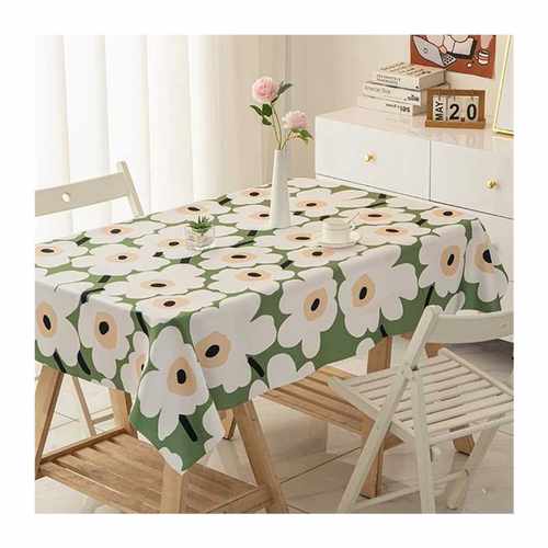 极速桌布北欧绿白色小清新碎花布艺防水桌M布餐桌茶几电脑长方形