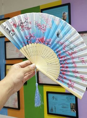 极速Chinese Japanense Silk souvenirs Folding fan gift Dance