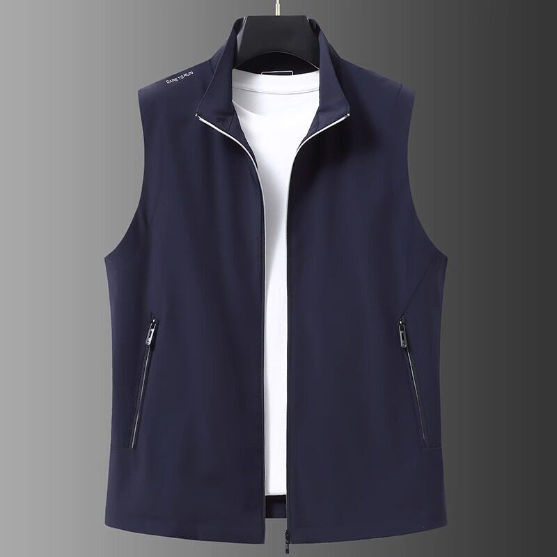 新品夏季大码马甲男加肥加大宽松商务休闲立领外套胖子.防水运动