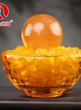 新品八吉祥碗摆件客厅琉璃聚x宝盆店铺开业礼品粉色白黄水晶球玄