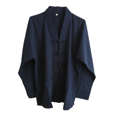 极速道家用品道士服法衣道袍道服长袍盘扣短褂上衣V藏青色套装长