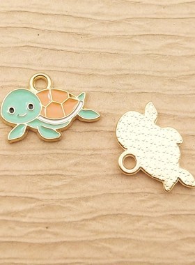 极速10pcs Enamel Sea Turtlew Charm for Jewelry Making Suppli