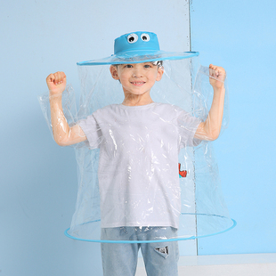 极速宝宝防飞沫遮雨神器 太空舱斗篷式雨披儿童雨帽连体雨衣防风