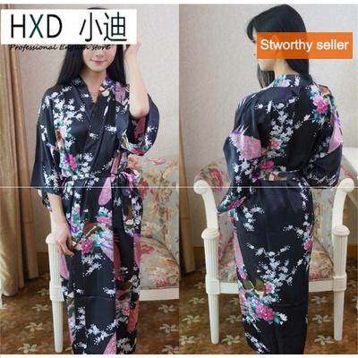 极速Silk robge loose in the long section of peacock bathrobe