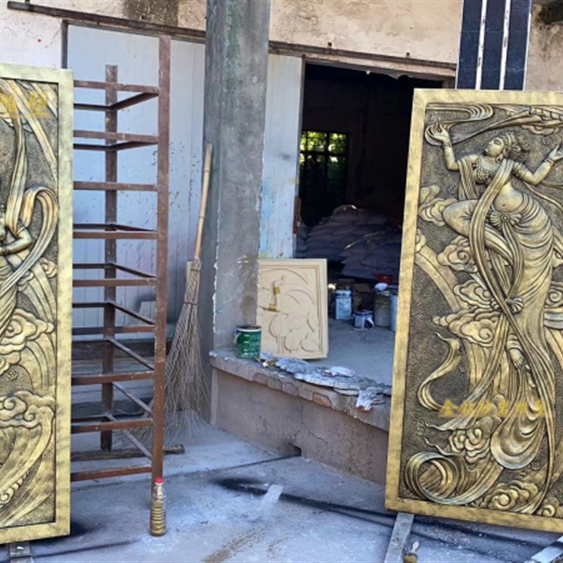 金钻沙岩浮雕 中式艺术背景墙 装饰画 室内外Q浮雕画飞天人物壁画图片