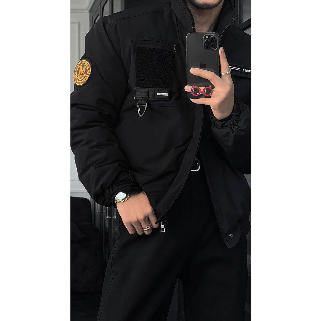 龙刀刀秋冬新款美式复古骑兵服廓形立领百搭棉服飞行员夹克外套