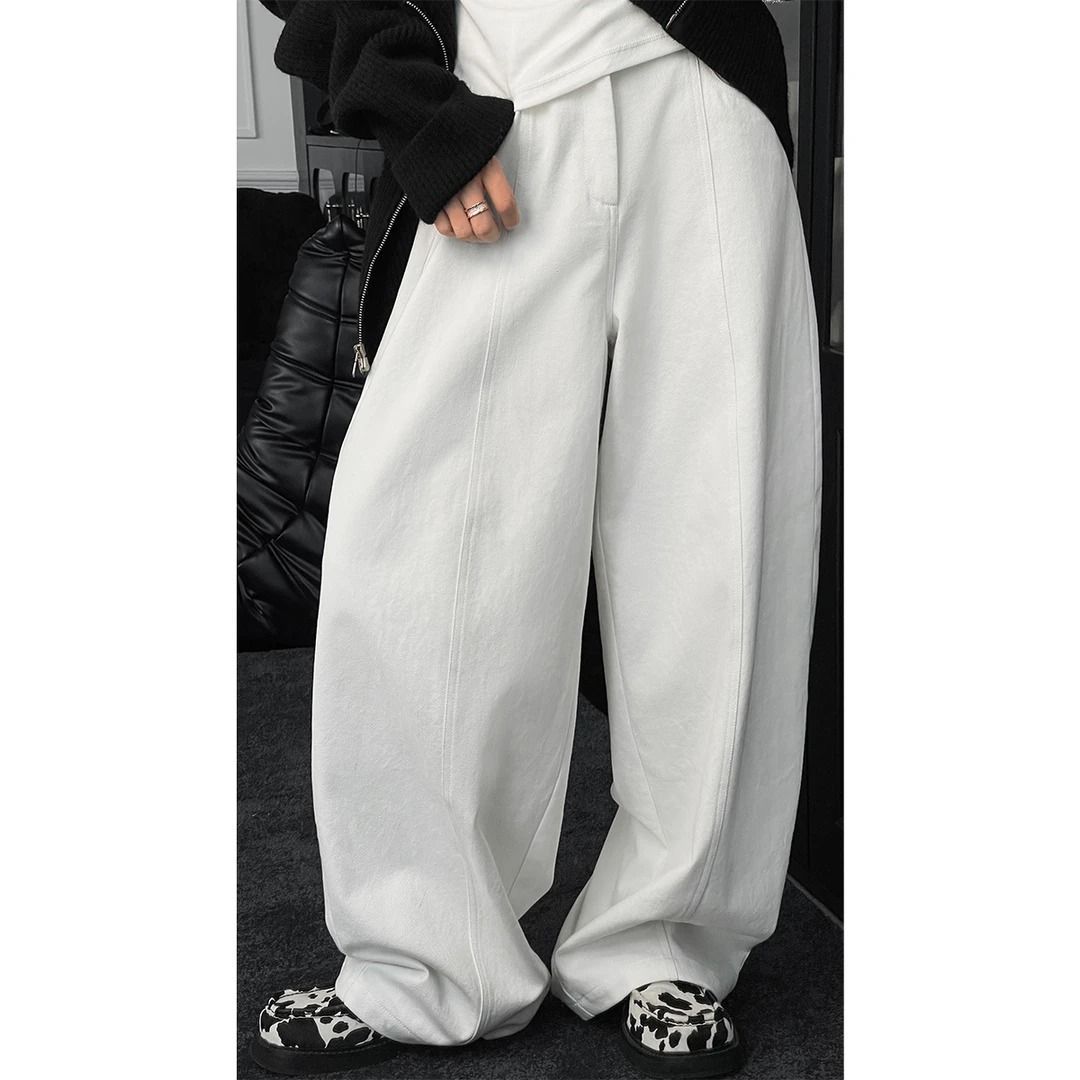 龙叨叨秋季新款潮流复古高级感简约廓形宽松垂感弯刀休闲长裤