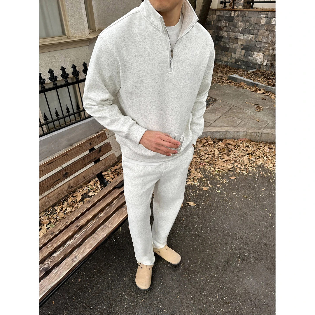 【加绒空气层】轻奢半高领拉链卫衣卫裤休闲套装男士秋冬高级太空