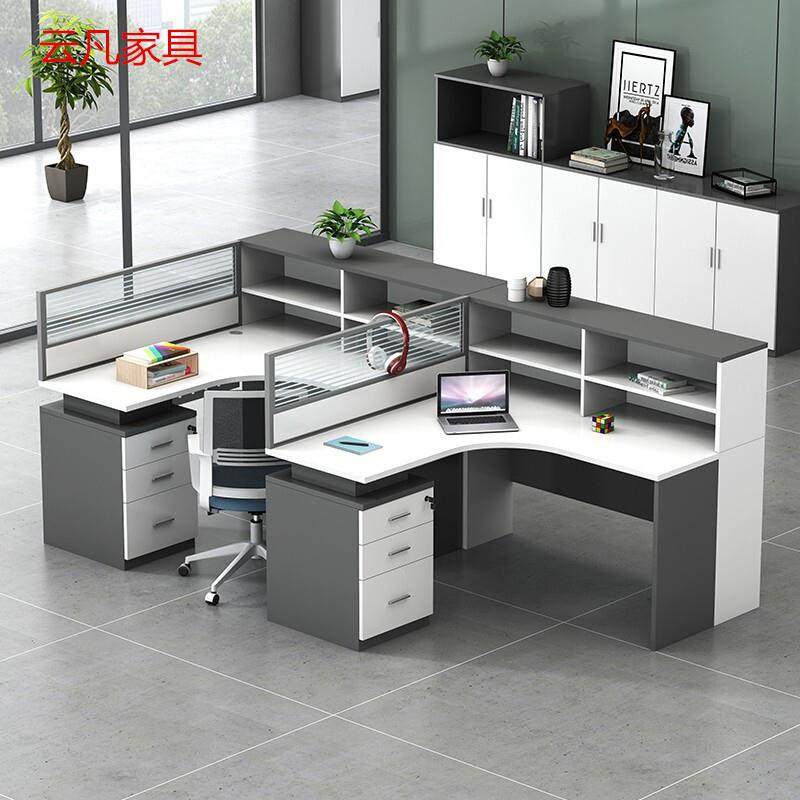 屏风办公桌钢架办公桌现代简约职员工作位高柜四人位办公家具