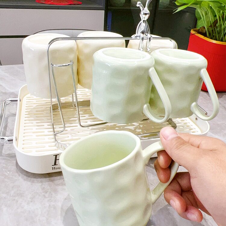 奶油风高颜值陶瓷水具套装含托盘