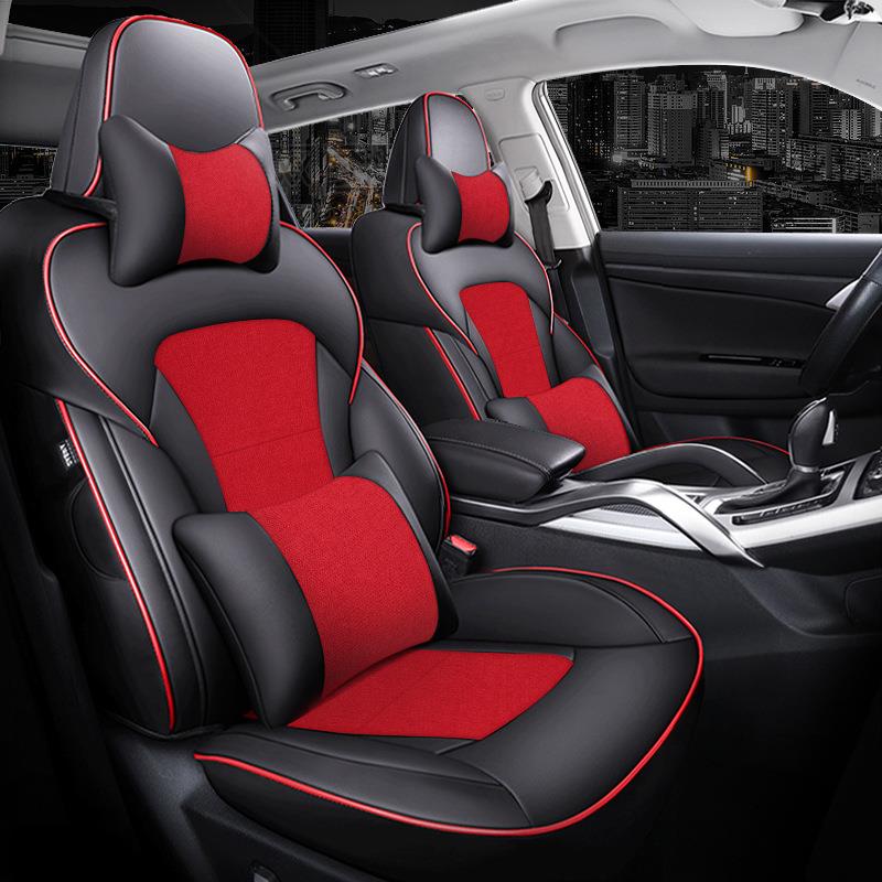 不限车型舒适五座专用全包座套耐磨皮革拼接亚麻布艺四季汽车坐垫