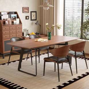 中古风实木餐桌椅组合小户型家用2025新款大板长方形白蜡木吃饭桌