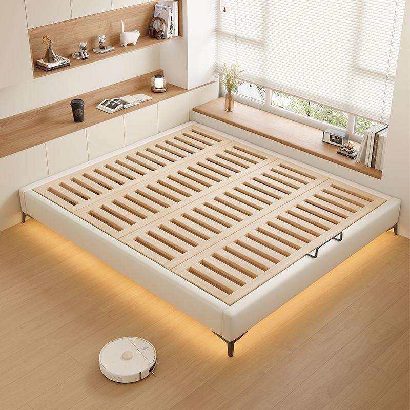 无床头实木床榉木排骨架床架现代简约榻榻米床双人齐边床架皮艺床