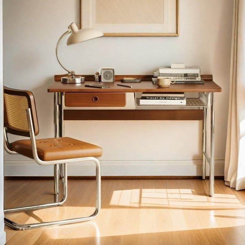 实木书桌复古小户型电脑桌轻奢家用书房工作台简约日式办公学习桌