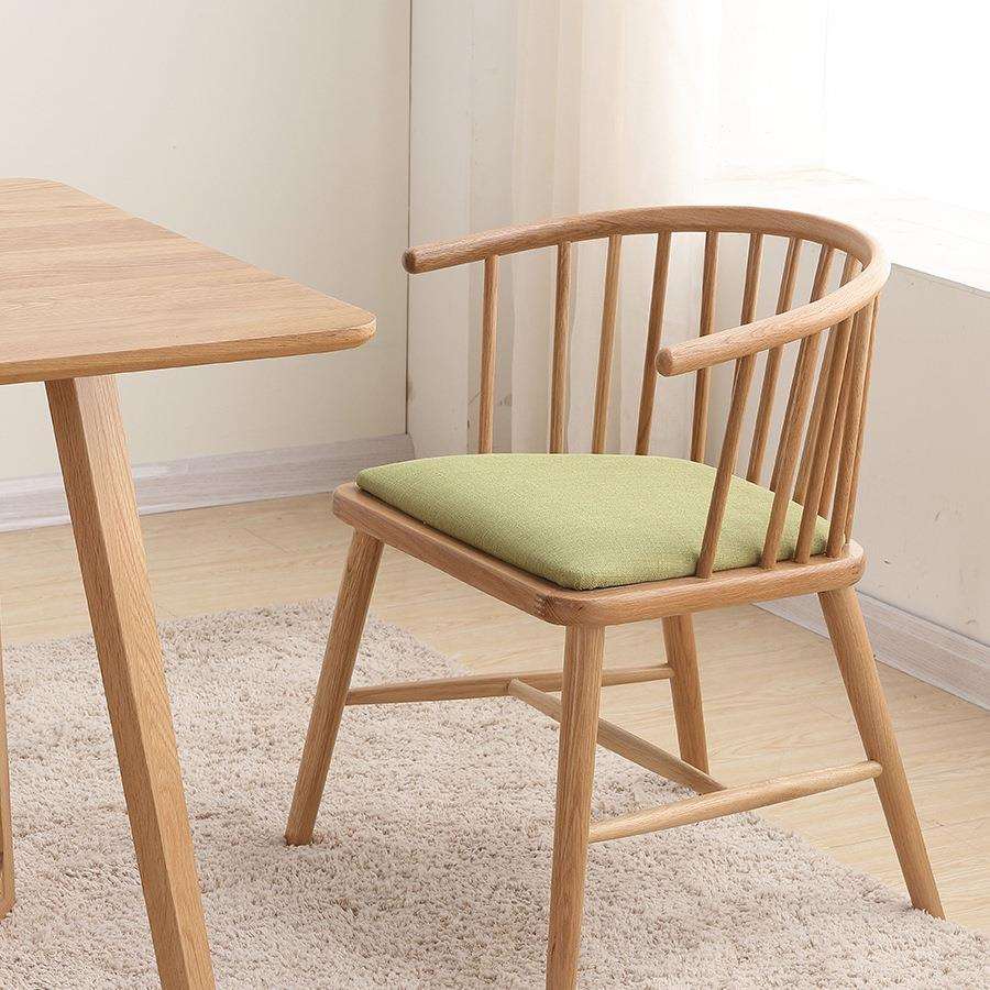 北欧实木圈椅白橡木餐椅温莎椅公主单人扶手太师休闲书桌轻奢民宿