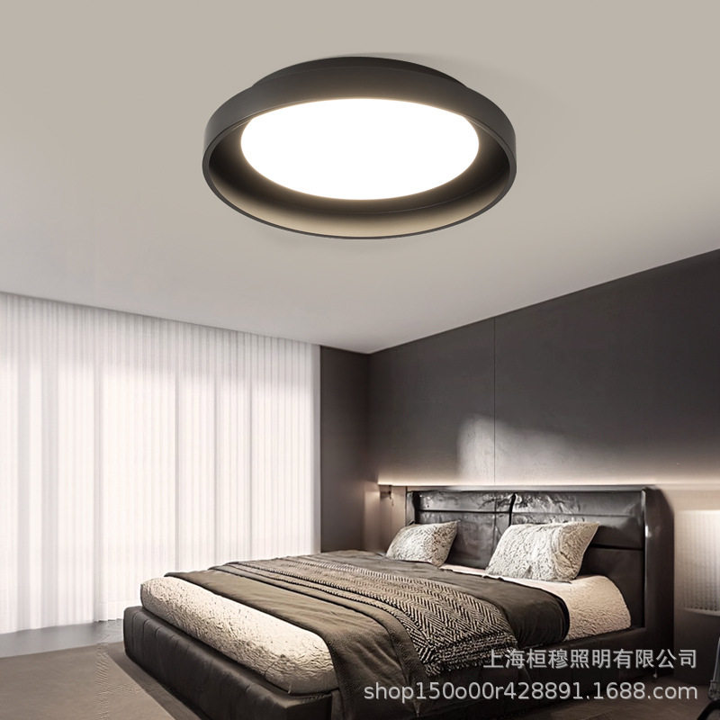 卧室灯led护眼吸顶灯简约意式现代书房创意圆形黑色灯具厂家直销