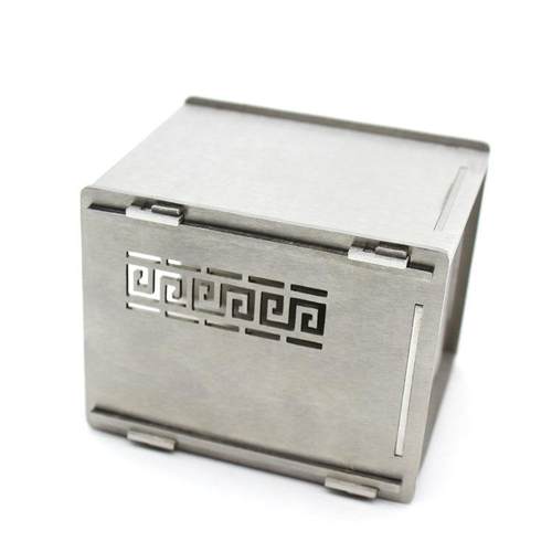 简约镂空手动拼装桌面笔筒304不锈钢办公摆件方形化妆刷收纳桶