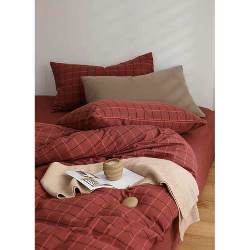 日式简约全棉色织法兰绒四件套色纺拉绒冬季加厚保暖格子床笠款