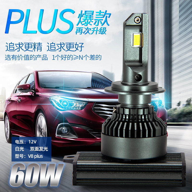 石栏汽车LED大灯灯泡高亮12V改装9005H1H7H11HS1D2远近光一体9012
