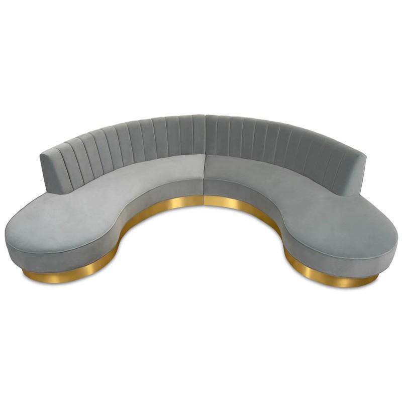 轻奢意大利绒布艺沙发后现代简约欧式客厅商用弧形不锈钢沙发组合