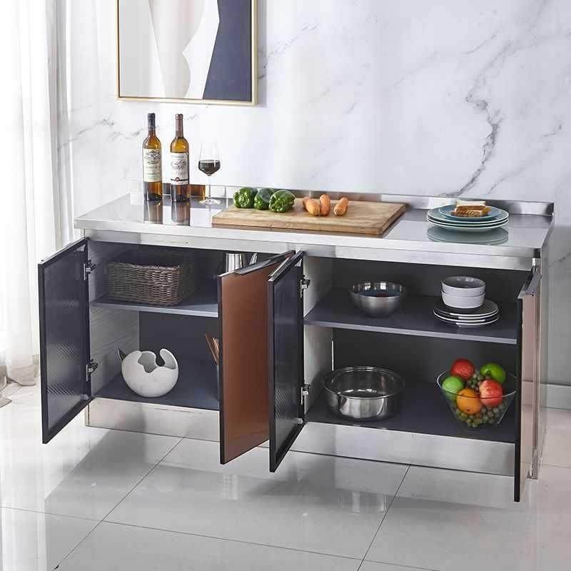 不锈钢厨房橱柜简易灶台柜橱柜一体出租房组装家用经济型整体厨柜