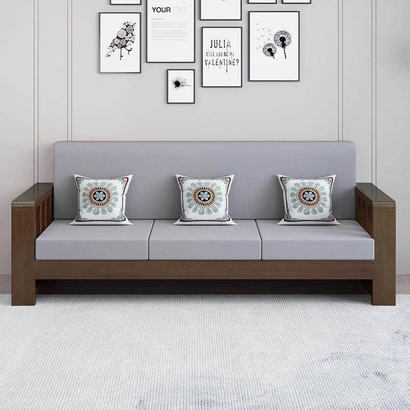 新中式实木沙发全实木组合农村客厅小户型简约现代冬夏两用家具