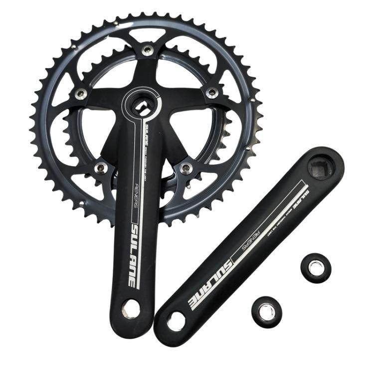 公路自行车牙盘折叠车铝合金2片齿定位五爪方孔链轮曲柄骑行配件