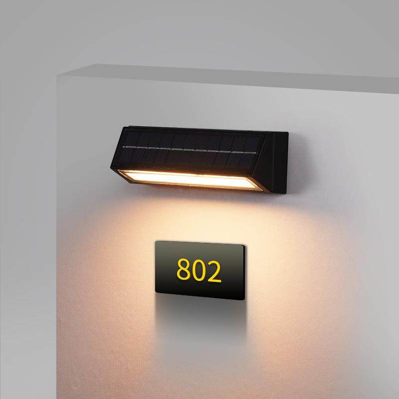 太阳能壁灯墙灯别墅庭院户外防水商铺门头门口门牌一字长条灯