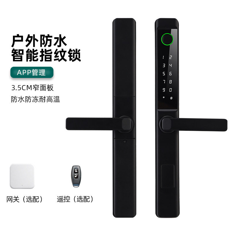 断桥铝密码锁平移门TTlock锁指纹解锁智能锁电子锁防盗门防水