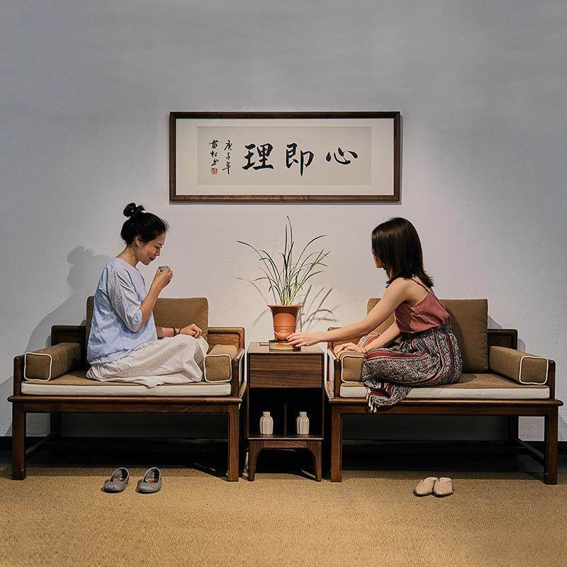 有清堂新中式沙发椅黑胡桃实木客厅单人位罗汉床家具胡桃木