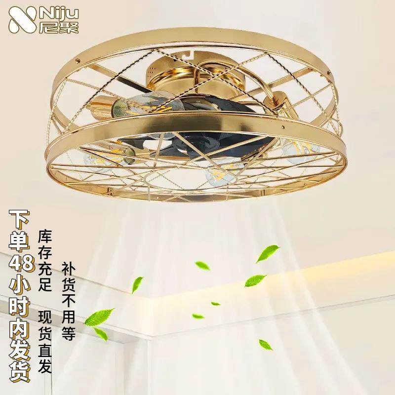 复古吊扇灯客厅美式风扇灯2025新款铁叶客厅简约风走廊过道吊扇灯