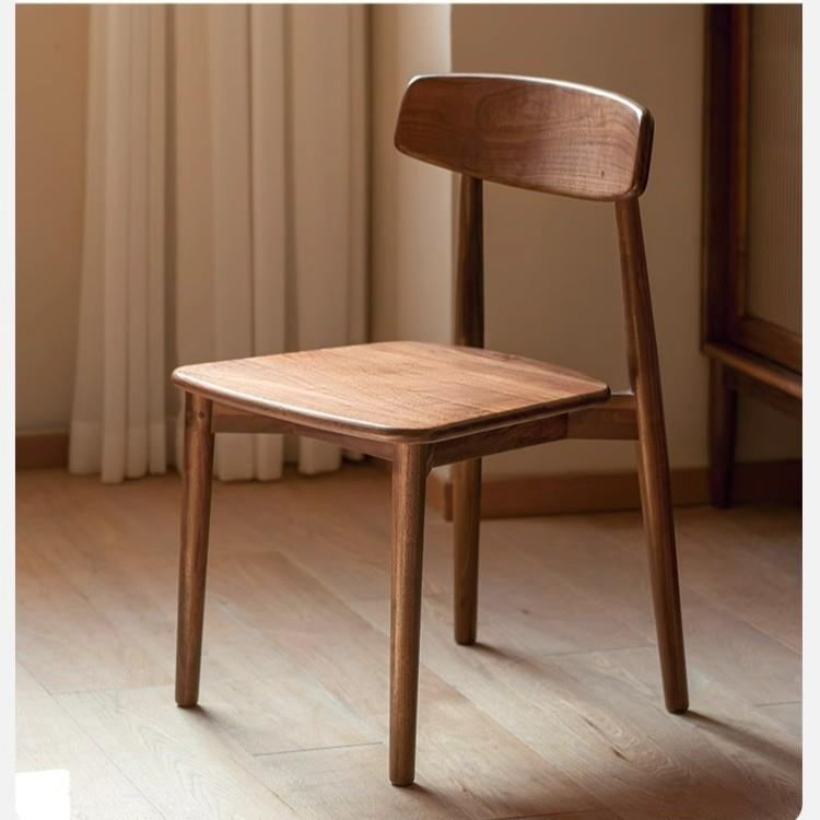 实木餐椅北欧现代靠背椅黑胡桃木书房书桌椅家用餐厅椅子简约家具