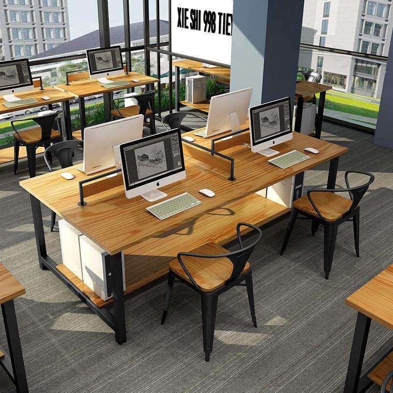 简约实木办公桌椅组合办公卡位46人位屏风工作位工作室办公室桌子