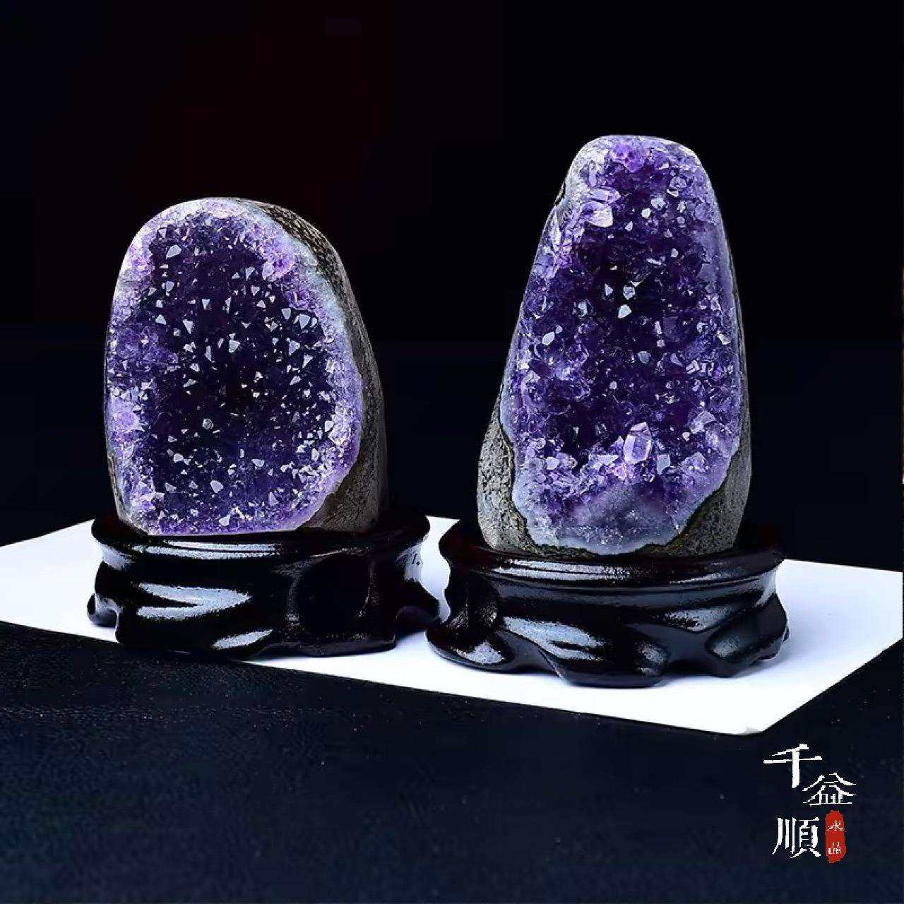 天然水晶洞摆件巴西原石紫水晶簇珠宝首饰品消磁紫晶块